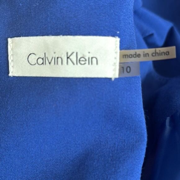 Calvin Klein Royal Blue Sheath Dress with Ruffle Detail - Picture 5 of 6